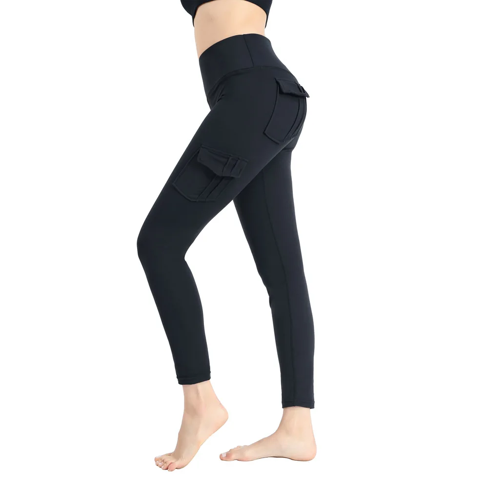 

2021 Women's Multi-pocket Pants Yoga Pants Women's Overalls Stitching Tight-fitting Leisure Sports Running Fitness Yoga Pants