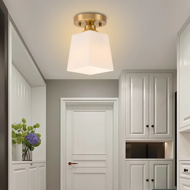 LukLoy Классический Медный потолочный коридор лампы выход на балкон ретро белые