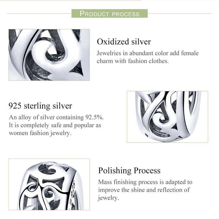 

Retro Curling Grass Pattern Beads Bijoux 925 Sterling Silver fit original pan Bracelet women Necklace DIY Accessories Jewelry