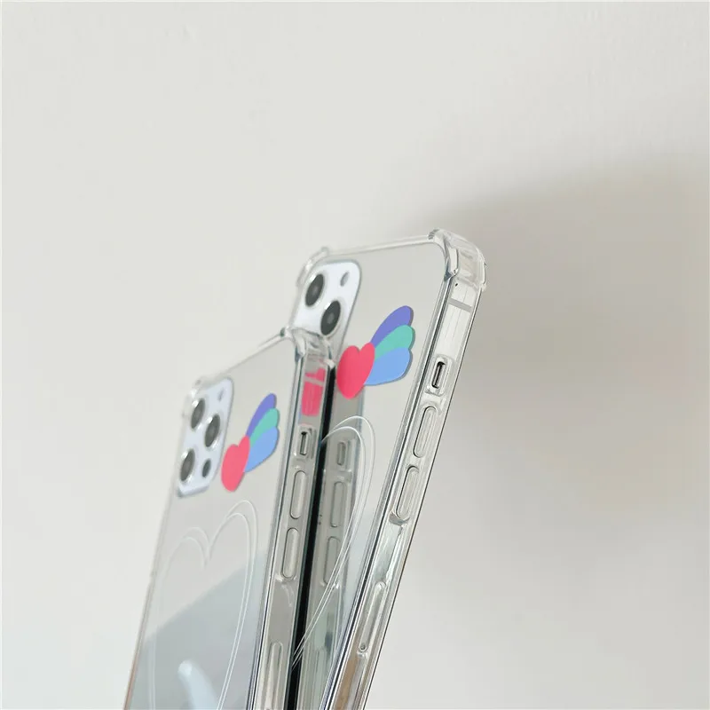 

Cartoon Love heart Bear Phone Case For iPhone 12 11 Pro Xs Max XR X 7 8 Plus SE Mirror Cute Bears Soft Cover 12Mini Fundas