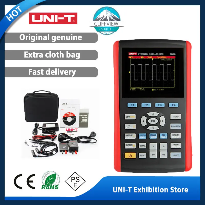 

Ручной цифровой осциллограф UNI-T UTD1025CL, 3,5 дюйма, с ЖК-дисплеем, 25 МГц, мини-USB, 1 канал, 25 МГц