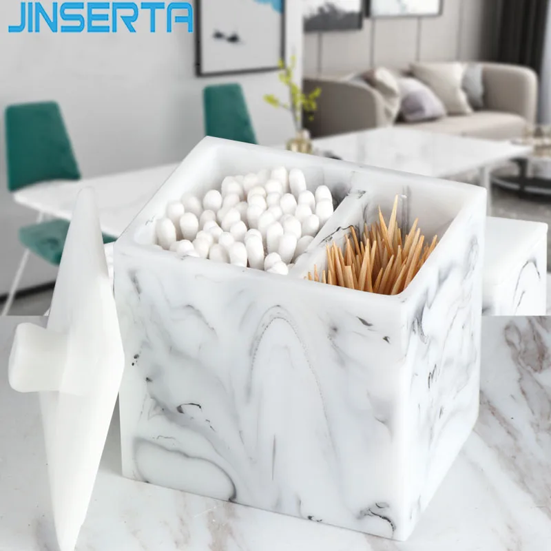 JINSERTA коробка для хранения Из Мраморной смолы с 2 отделениями ватные палочки