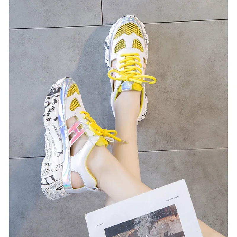 

Women's Sports Shoes Fashion Women's Sneakers 2021 The New All-match Comfortable Breathable Mesh Platform Shoes Shallow Shoes