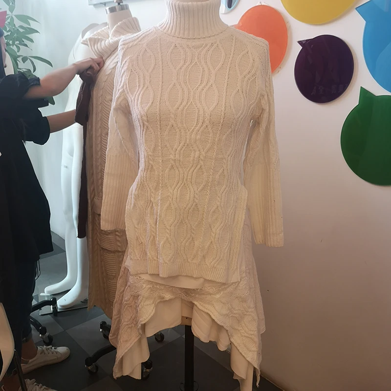 Женское платье 2020 осень зима вязаные платья с длинным рукавом Асимметричная