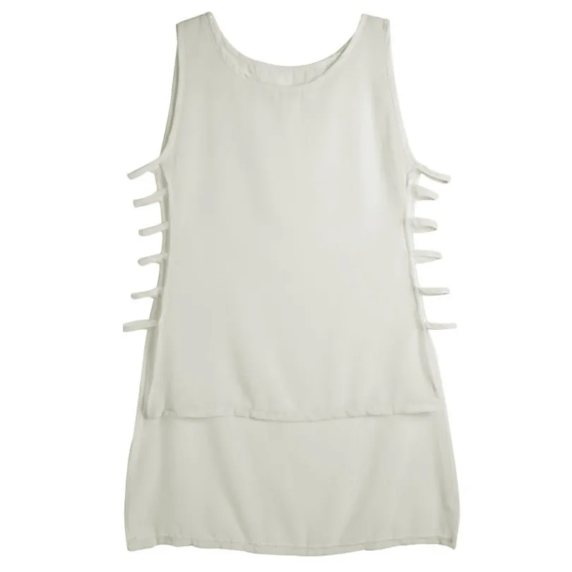 Модная летняя Женская Макси-рубашка Повседневная блуза на бретелях без рукавов с