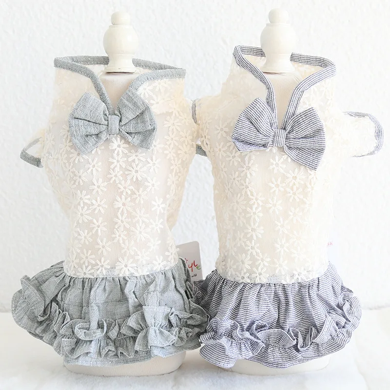 Новейший стиль полная вышивка маргаритки платье для домашних животных одежда с