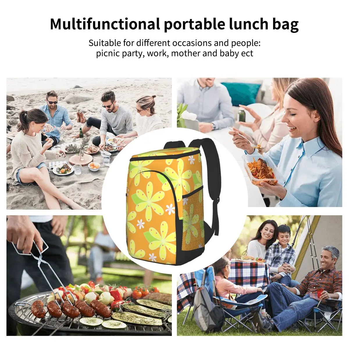 

Floral Wallpaper Pattern Cooler Bag Backpack Picnic thermal Food Delivery Ice Thermo Lunch Camping Refrigerator Insulated Pack