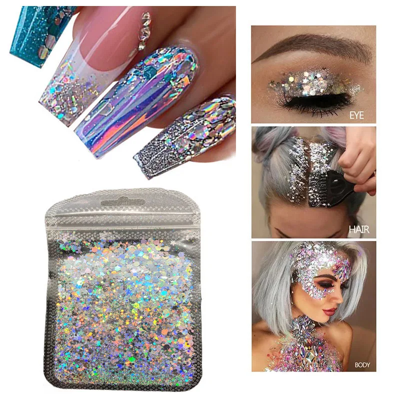 5G смешанный макияж для глаз ногтей блестящий порошок блестки хромового пигмента