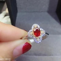 kjjeaxcmy fine jewelry natural ruby 925 sterling silver new adjustable gemstone women ring support test luxury beautiful