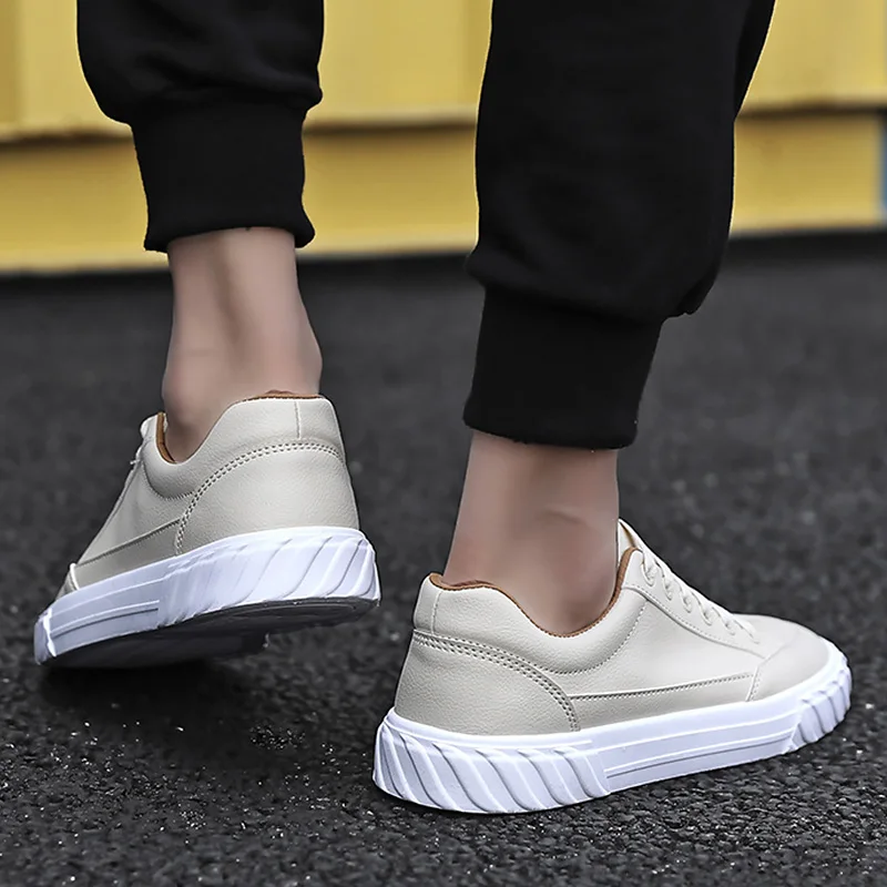 Бежевые кожаные туфли мужские повседневные кроссовки унисекс 2020