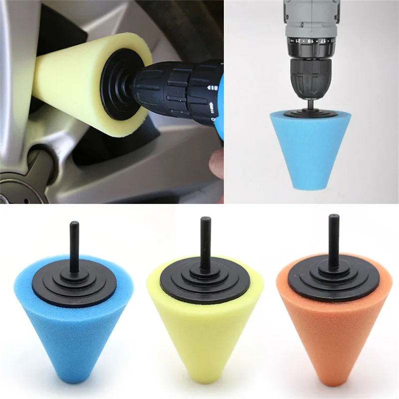 Useful Car Polishing Burnishing Foam Sponge Tyres Wheel Hub Tool Machine Cone-shape Disk Auto Storage Accessories Dropship | Автомобили и
