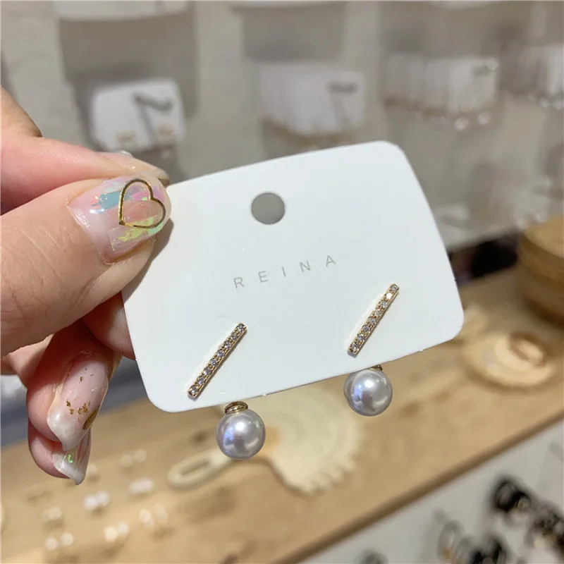 Женские классические серьги гвоздики с искусственным жемчугом простые круглые