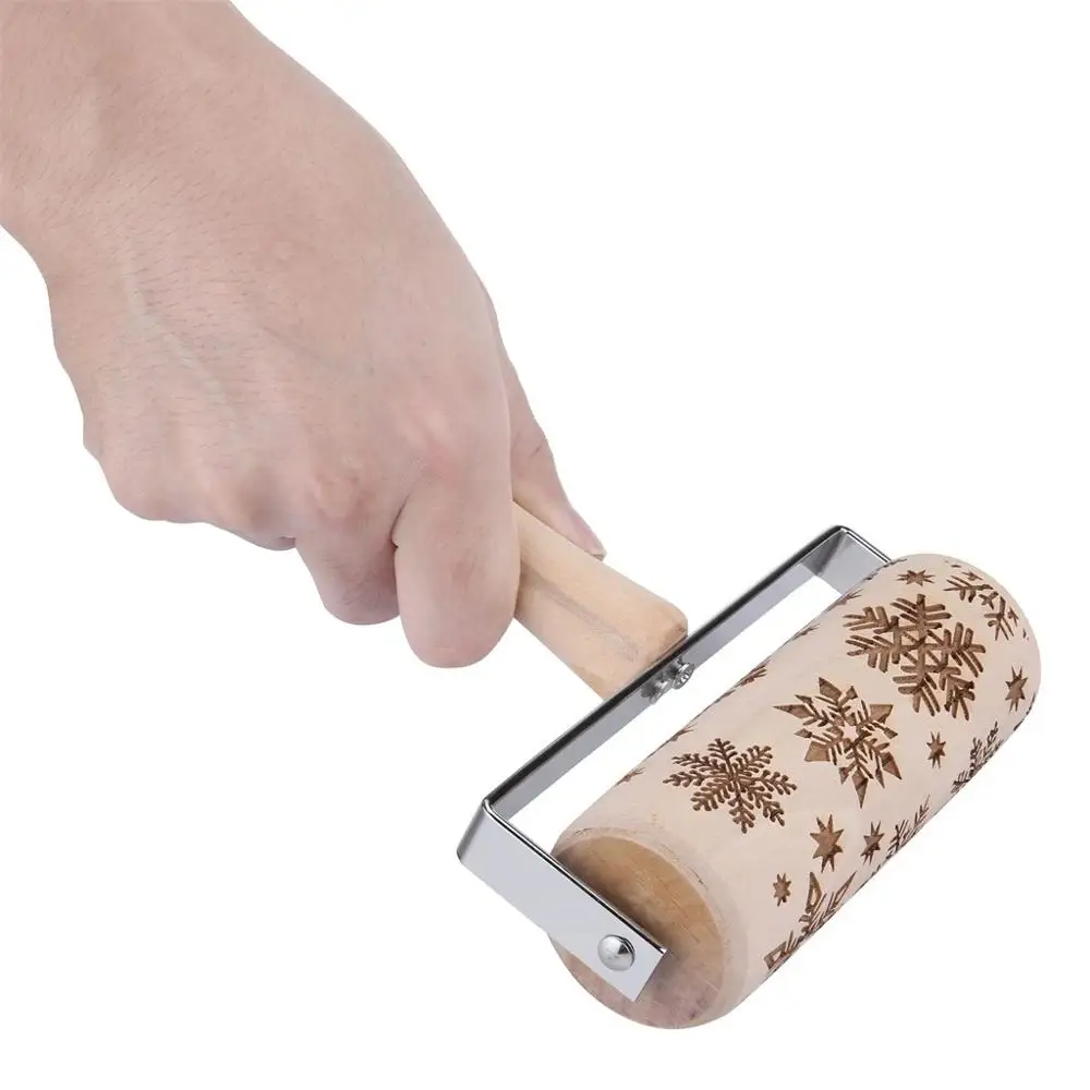 Рождественская скалка для тиснения печенье выпечки фондан пирог деревянная