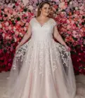 Женское свадебное платье с V-образным вырезом, большие размеры