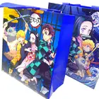 Пластиковый тоут для покупок аниме Demon Slayer Kimetsu No Yaiba, повседневный вместительный мультяшный мешок, сумки на плечо, Детские канцелярские товары, подарок