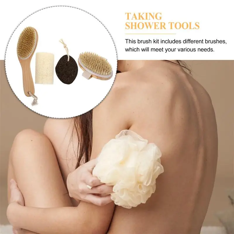 

4pcs Bath Brushes Set Loofah Brush Kit Body Brushes Pumice Stone Pumice Stones Bath Brush Set Bath Brushes For Bathing
