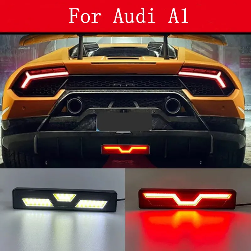 

Universal F1 Style Driving Light LED Rear Bumper Tail Brake Stop Light Red Flashing Blinker Safety Fog Car Lamp For Audi A1