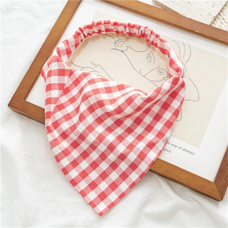 

Summer Style Women Bandanas Plaid Print Triangle Hair Scarf Hairbands For Girls Headbands Fashion Hair Accessories Turban