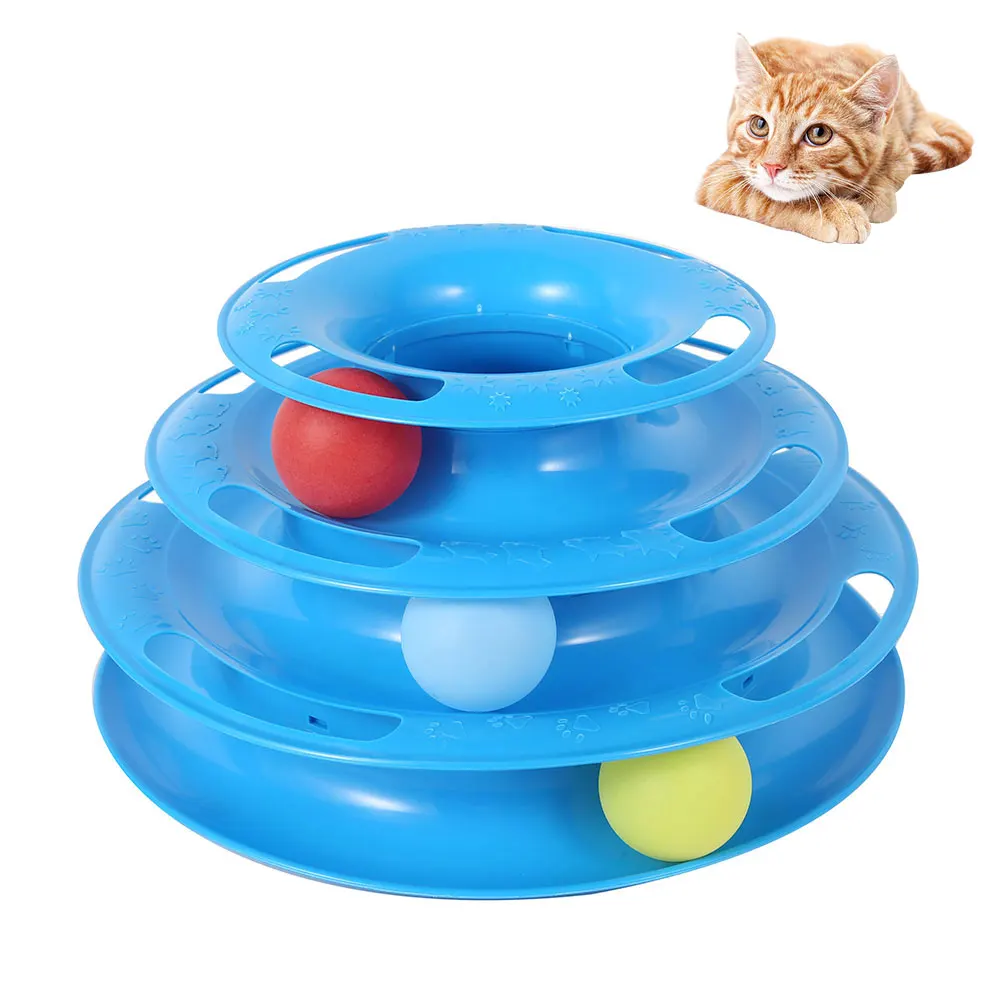 Трехуровневая игрушка для питомцев кота башня трек диск развлечения тройная