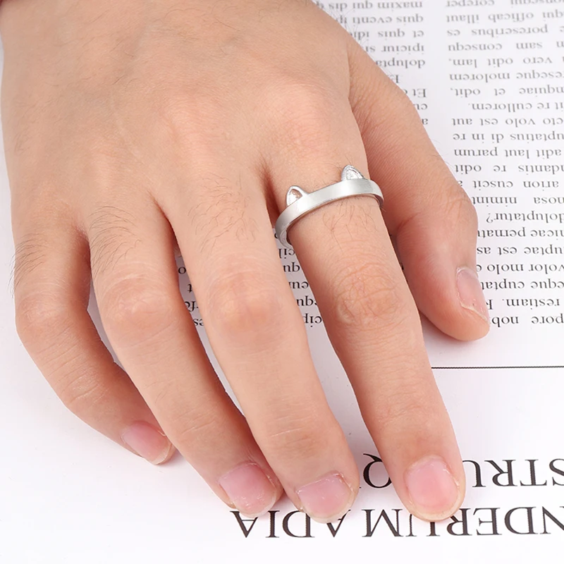 Женские кольца с кошачьими ушками регулируемое кольцо из сплава принтом