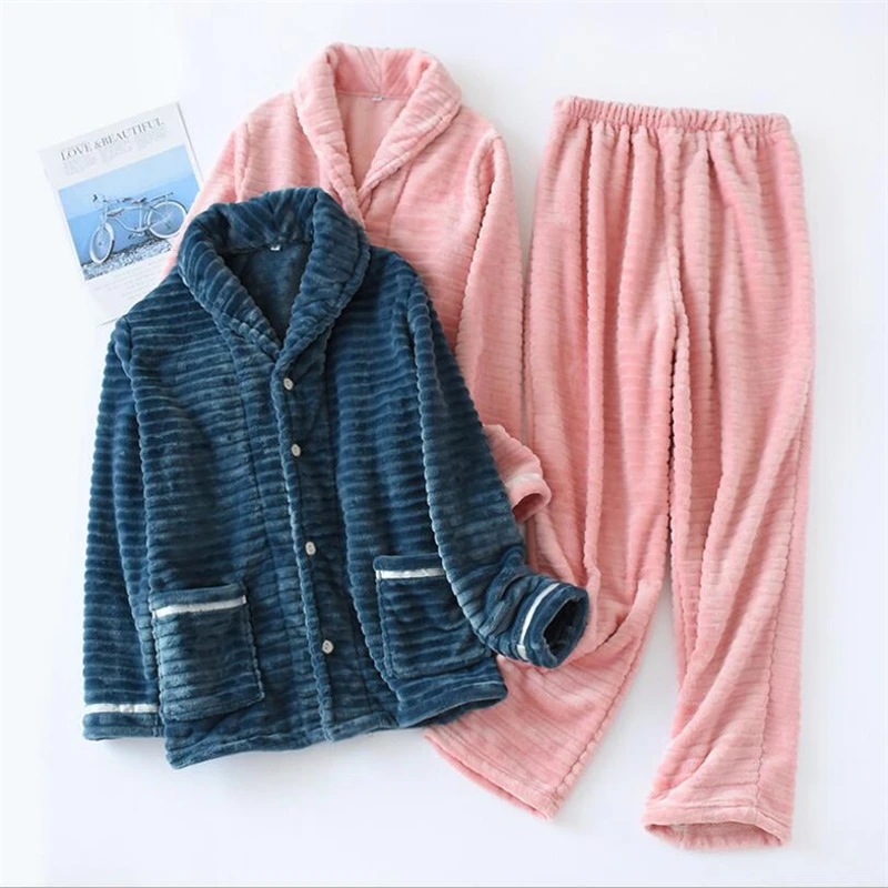 Милая клетчатая рубашка пара пижамных комплектов для мужчин и женщин 2 шт. одежда для сна Комплект одежды из хлопковой ткани; дышащая одежда для сна в морском стиле, розового и серого цветов M-XL
