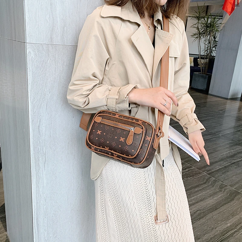 Модная женская сумка через плечо из искусственной кожи с принтом маленькая