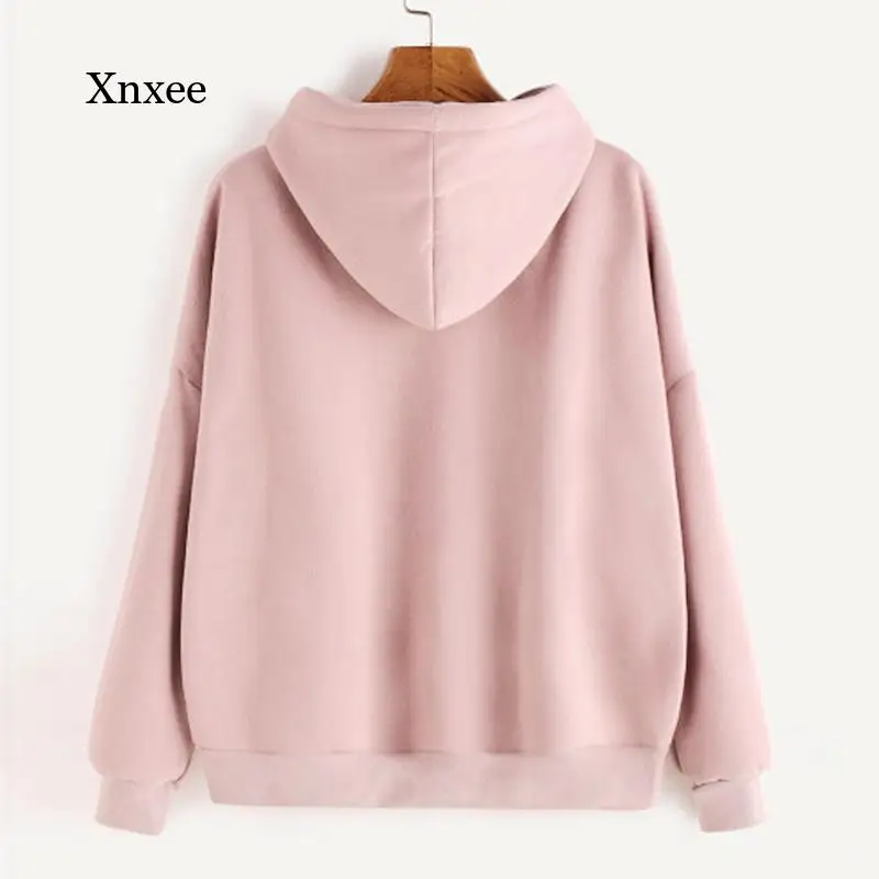 

Fall/winter Women's Fashion Hooded Sweatshirt Drawstring Pure Color Casual Long Sleeve Loose Hoodie Pullover Top