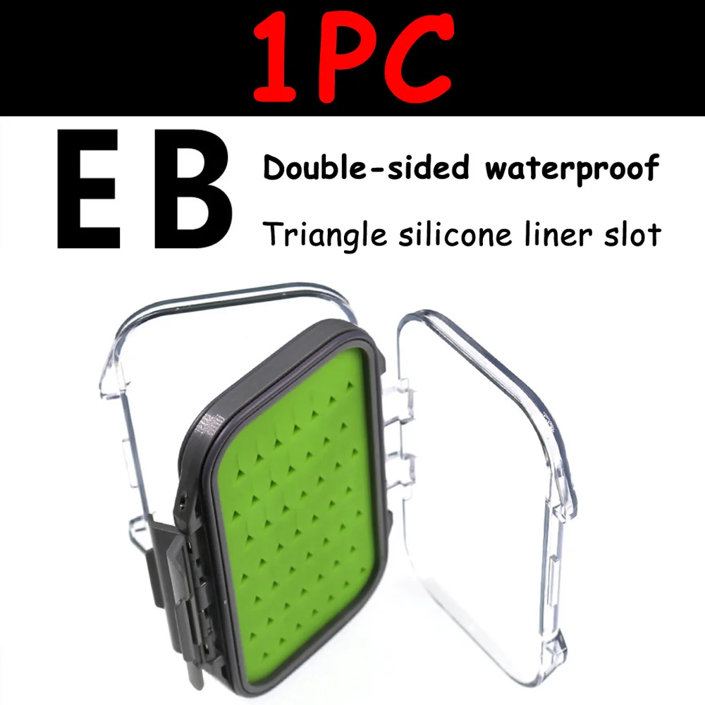 Type EB 1PC Bimoo 1 шт. Новая Водонепроницаемая коробка для рыболовных приманок сухая/влажная/Nymph коробка для хранения с силиконовой щелевой двухсторонней крючком Fly Bait коробки - Цвет: Type EB 1PC