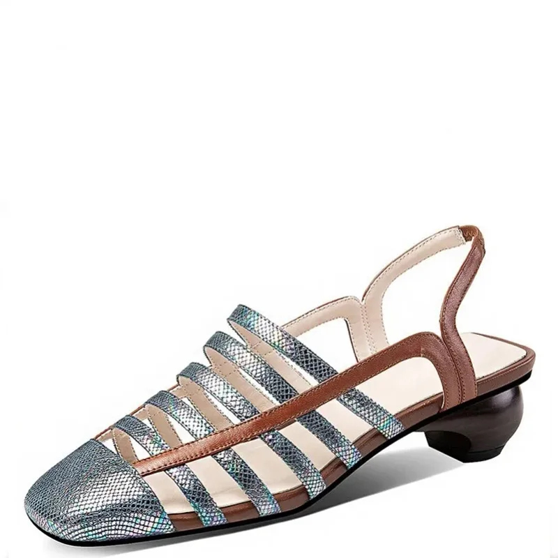 

2021 Summer New Soft Leather Fish Pattern Shoes Hollow Anti-Odor Womens Fashion Sexy High Heels