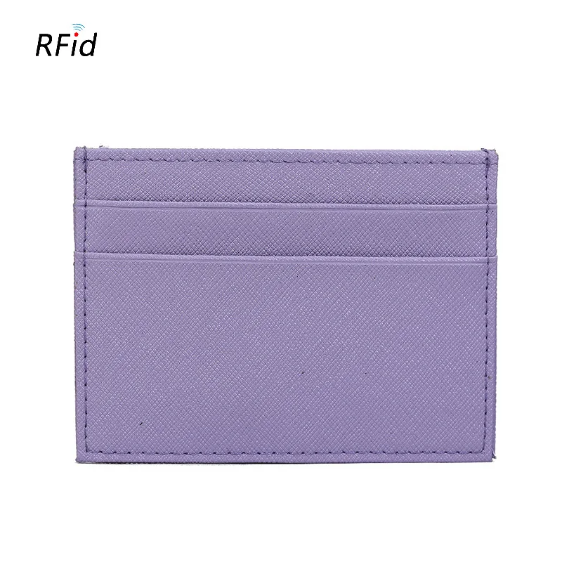 RFID коровья кожа милая Мода карамельный цвет визитница Женская Safiano Крест шаблон пикап пакет автобус футляр для удостоверения личности - Цвет: purple