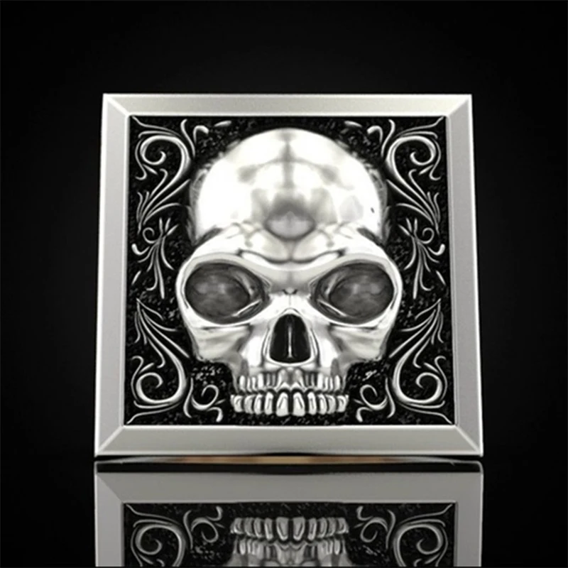 Vintage Skull Head Ring Set Punk Style Two-tone Metal Skeleton Casket Stacking Rings for Men Women Gothic Party Jewelry B4T354 | Украшения