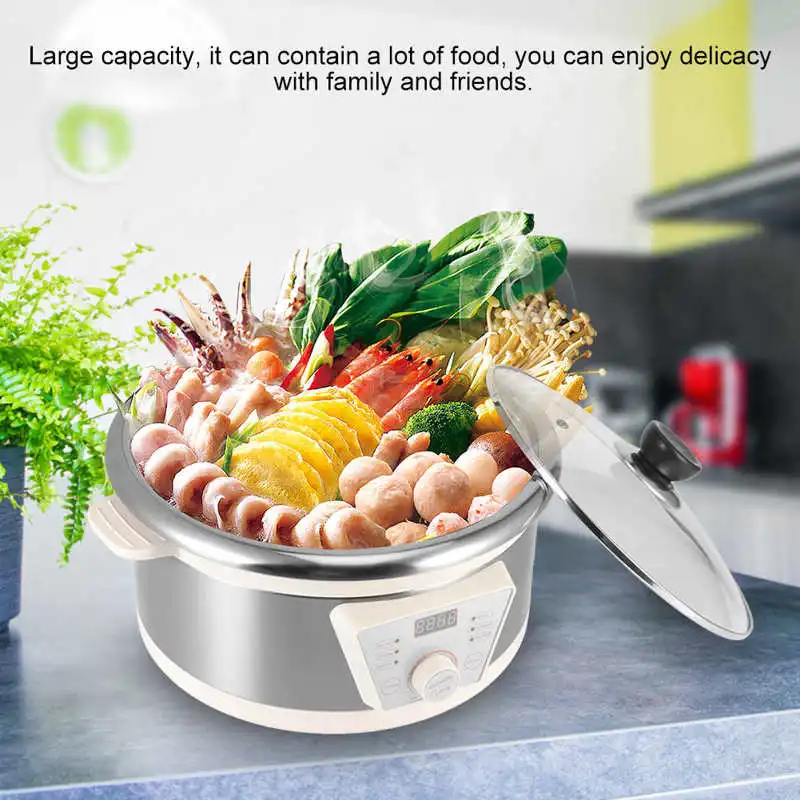 

4L Eletric Hot Pot Chafing Dish Kitchen Cooking Insulation 1300W Heated Food Containers Steaming Stir-fry Soup Porridge Cooker