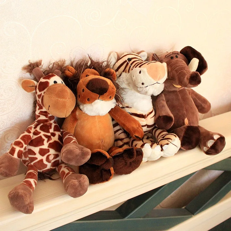 

Hotsale 24cm Plush Animal Doll Lion Tiger Monkey Giraffe Stuffed Animal Kids Toys Christmas Birthday Gift