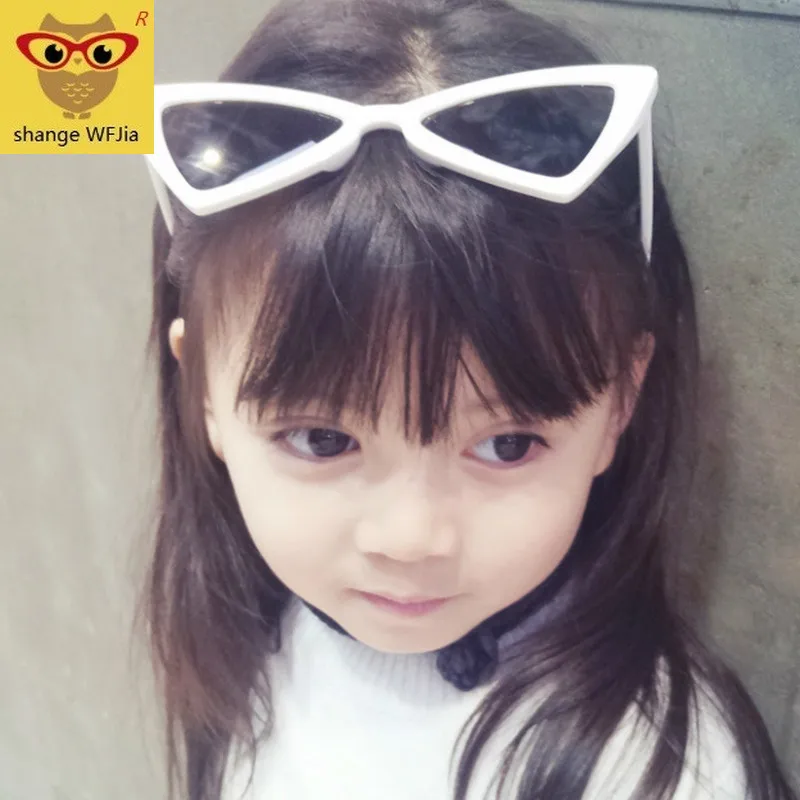 Солнцезащитные очки кошачий глаз для мальчиков и девочек треугольные детские с