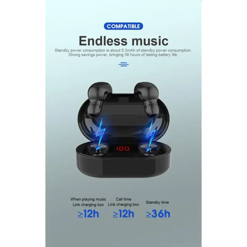 TWS L22 беспроводные наушники BT V5.0 со светодиодным дисплеем Hi-Fi стереозвук с басами