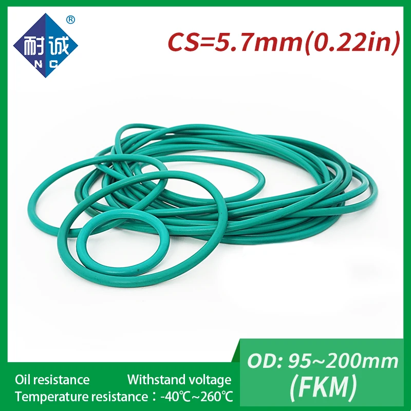 Резиновое кольцо 1шт./лот зеленые уплотнительные кольца FKM толщина 5 7 мм