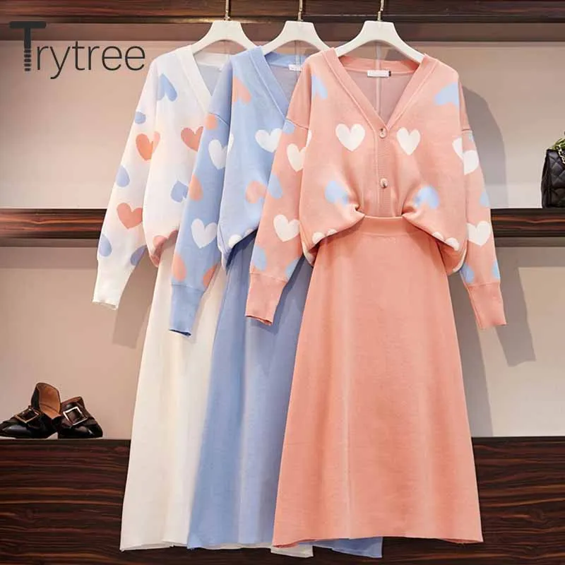 Trytree осенний зимний комплект из двух предметов вязаный Повседневный однобортный