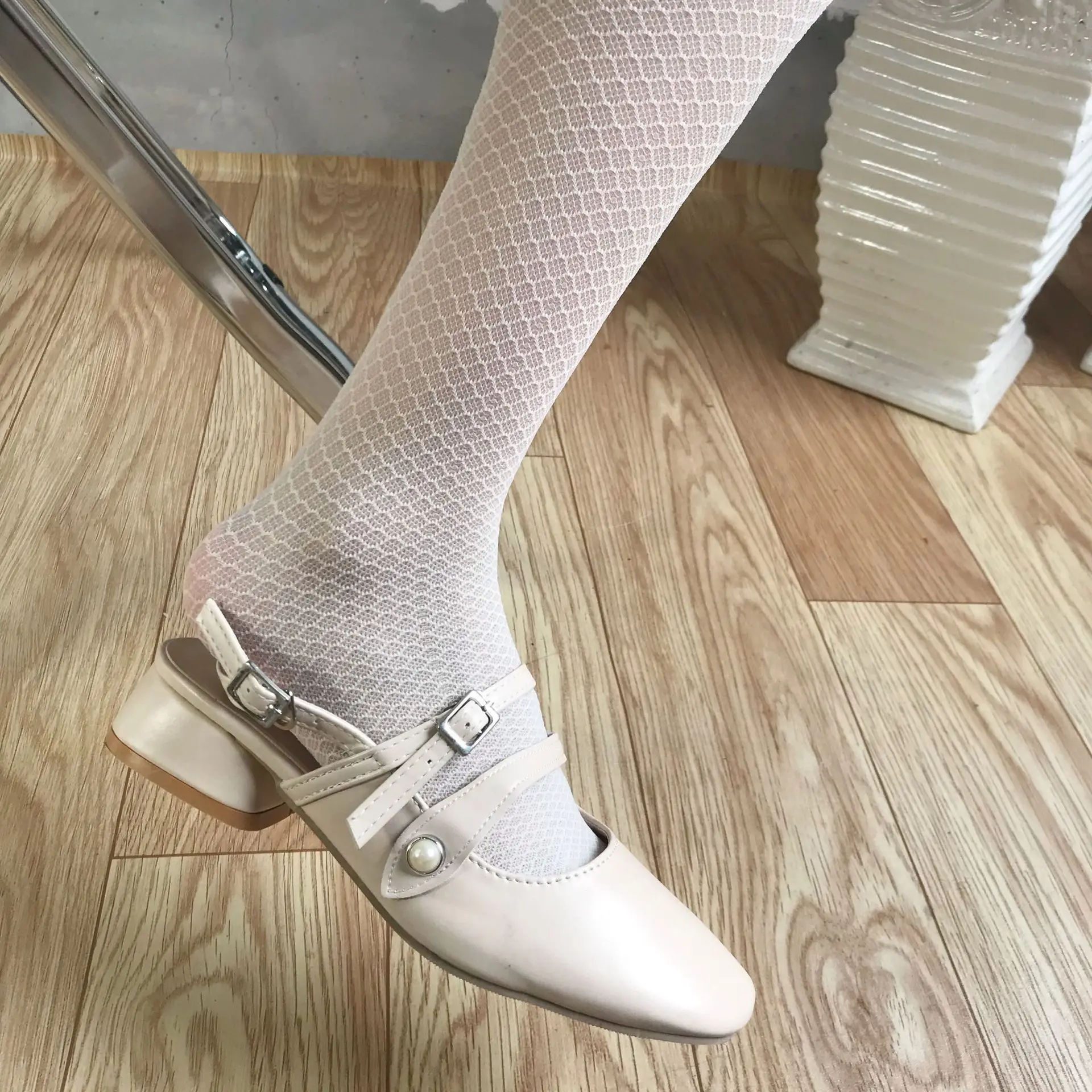 Тонкие весенне-летние колготки чулки ультратонкие жаккардовые в виде рыбьей