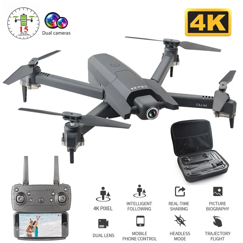 Новейший Дрон 4k широкоугольная HD Двойная камера 1080P WiFi FPV с оптическим потоком