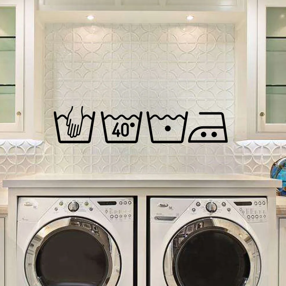 

free shipping Hot Sale Washing Machine Home Decor Laundry Room Decoration Removable Art Wall Sticker Vinyl Mural Decal
