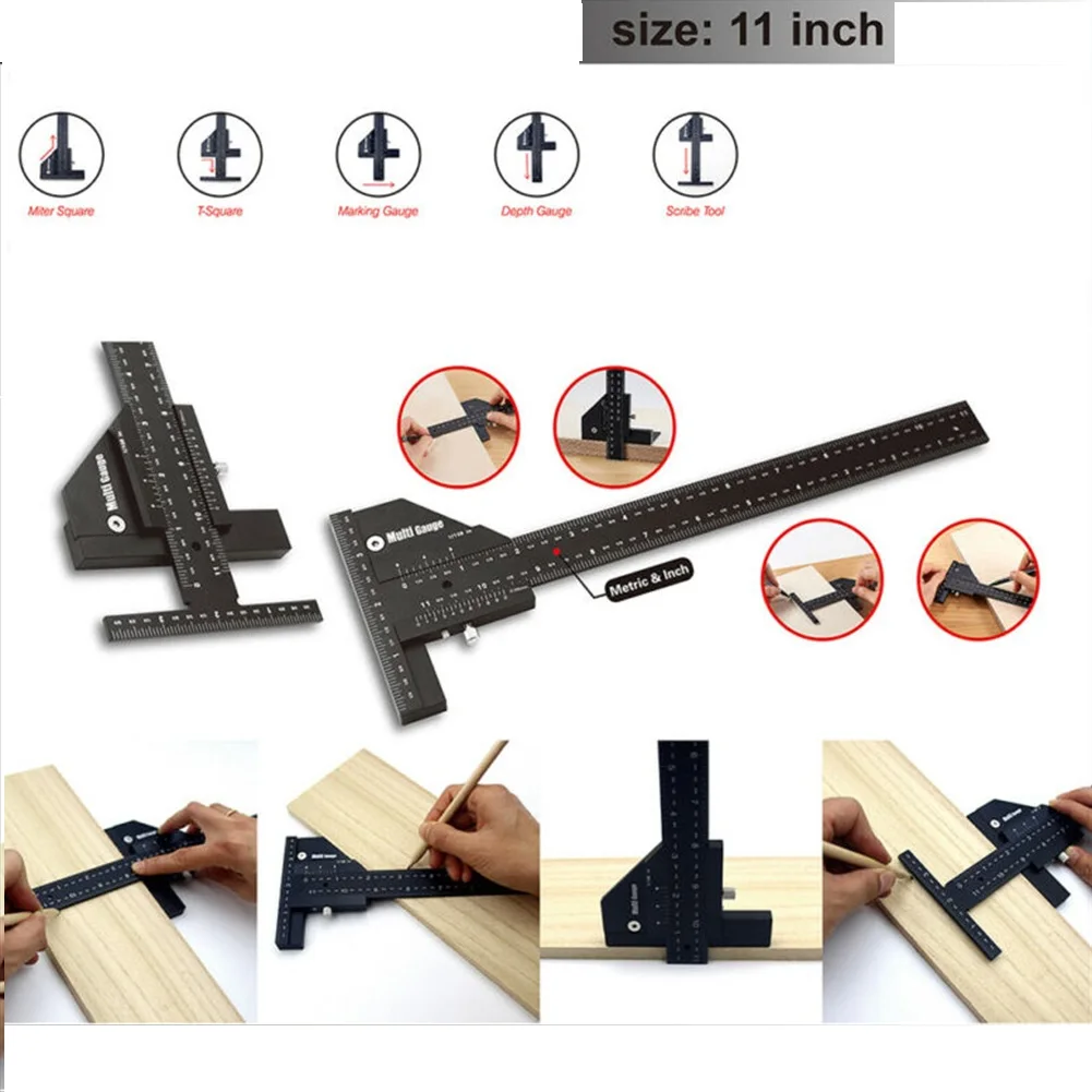 

Marking Ruler Ruler Woodworking Anodized Aluminum Anti-rust Square Tool
