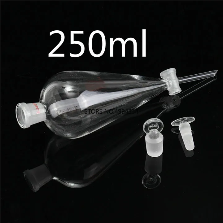 Одна штука 250 мл пириформенная стеклянная сепарационная воронка со стеклянной