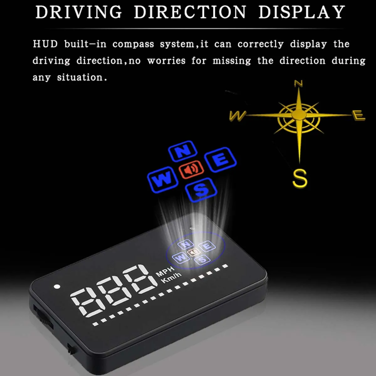 Универсальный Автомобильный дисплей HUD спидометр миль/км/ч превышение скорости