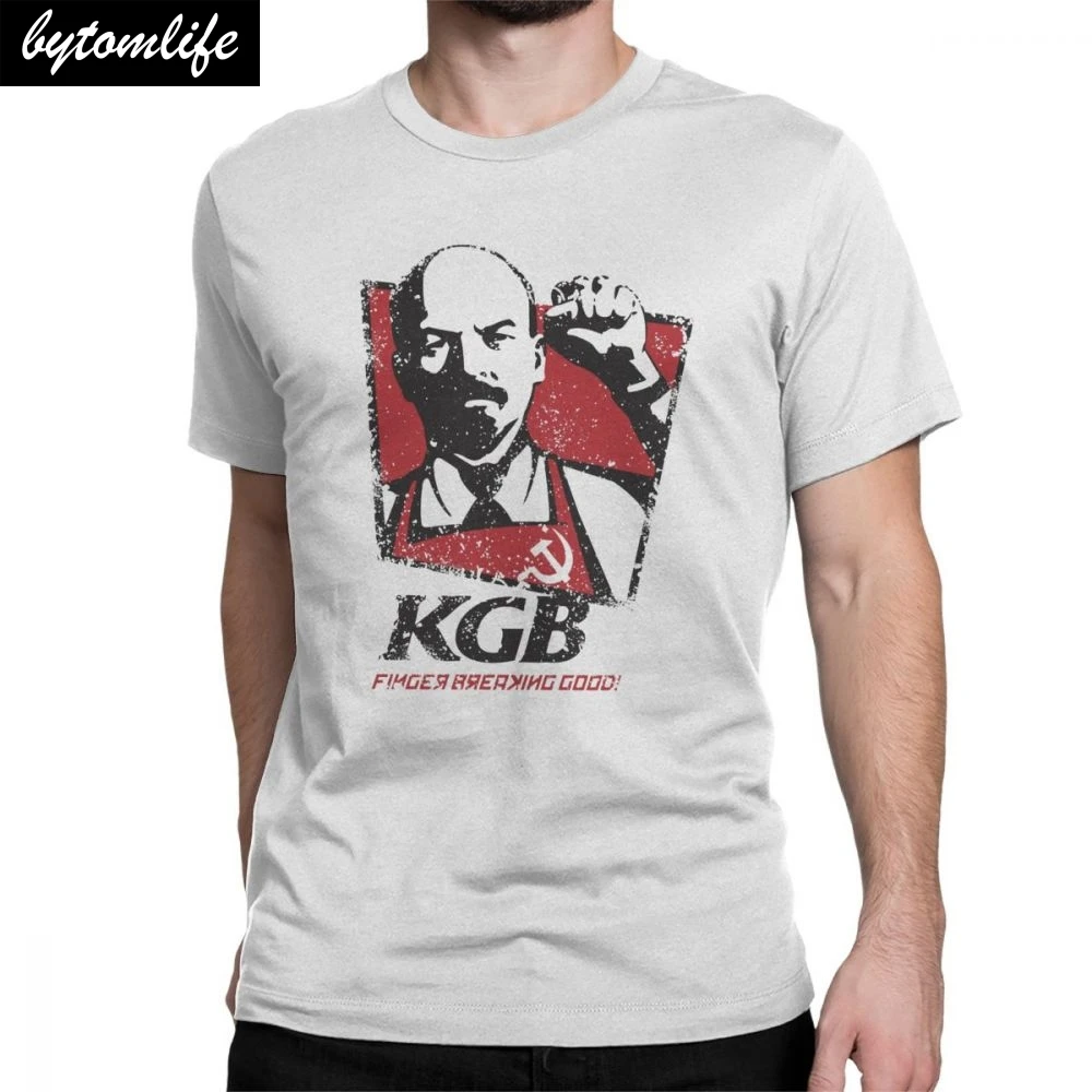 

KGB Vladimir Lenin Men T Shirts USSR Russia Communism Marxism Socialism Vintage Tees Crewneck T-Shirts Cotton Gift Clothes