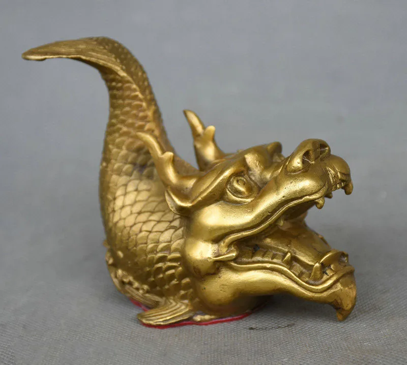 

christmas Chinese FengShui Brass Exorcism Dragon Fish Scleropages Beast Statue Figurine halloween