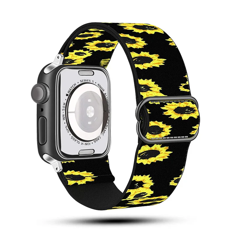 

Printing Nylon for Apple Watch Band 40mm 38mm 42mm 44mm Elastic Strap Bracelet for Iwatch Series 5 6 4 3 SE Adjustment Buckle