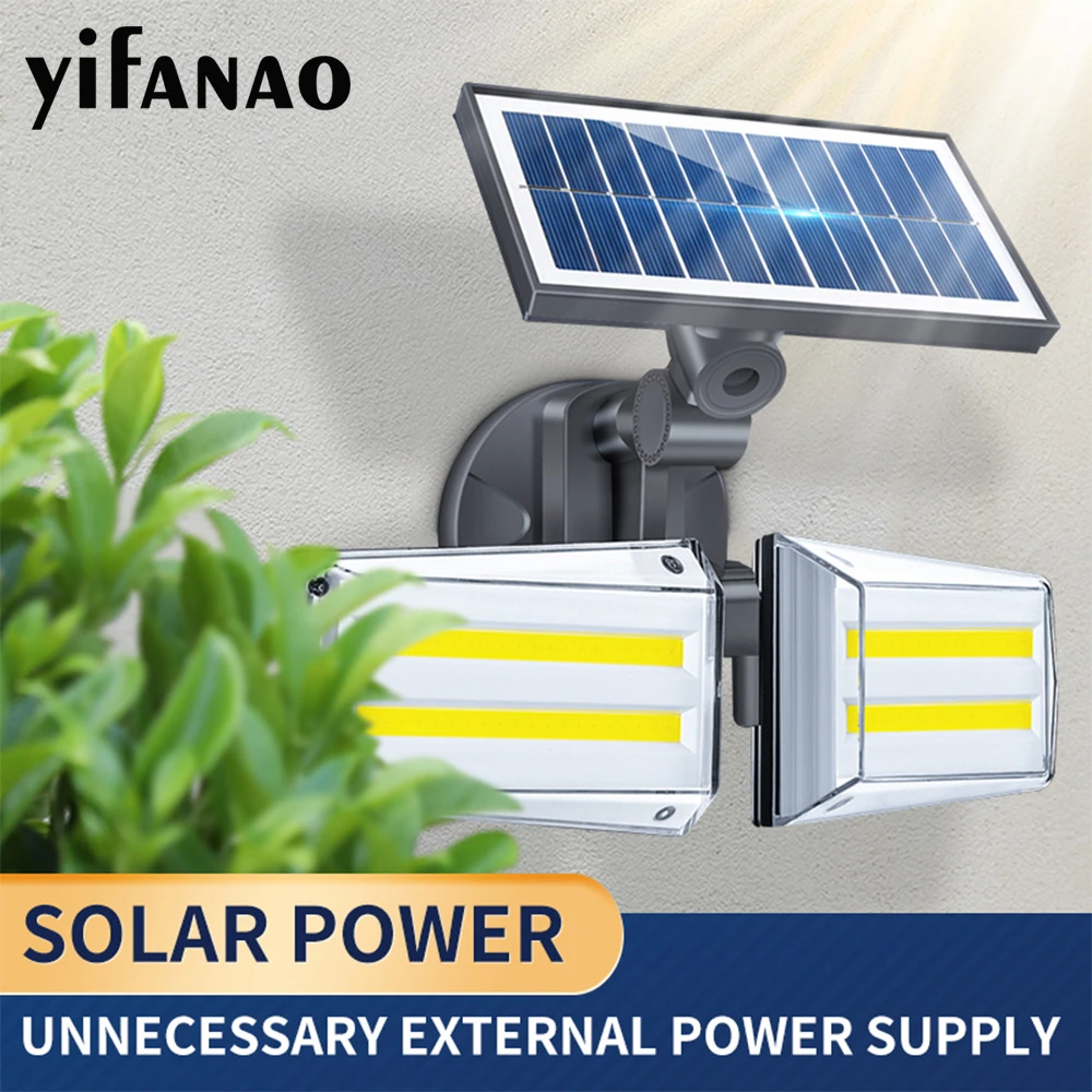 Мощная светодиодная настенная лампа на солнечной батарее умный ночник с