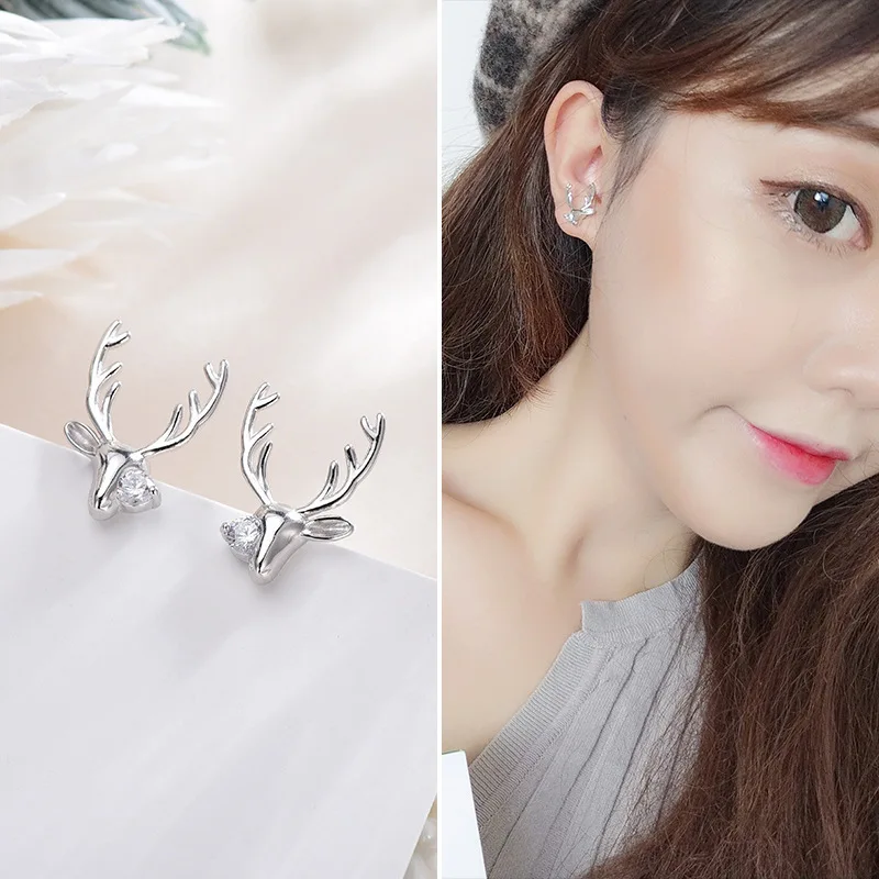 Креативные рождественские украшения стильные олени хрустальные серьги-гвоздики
