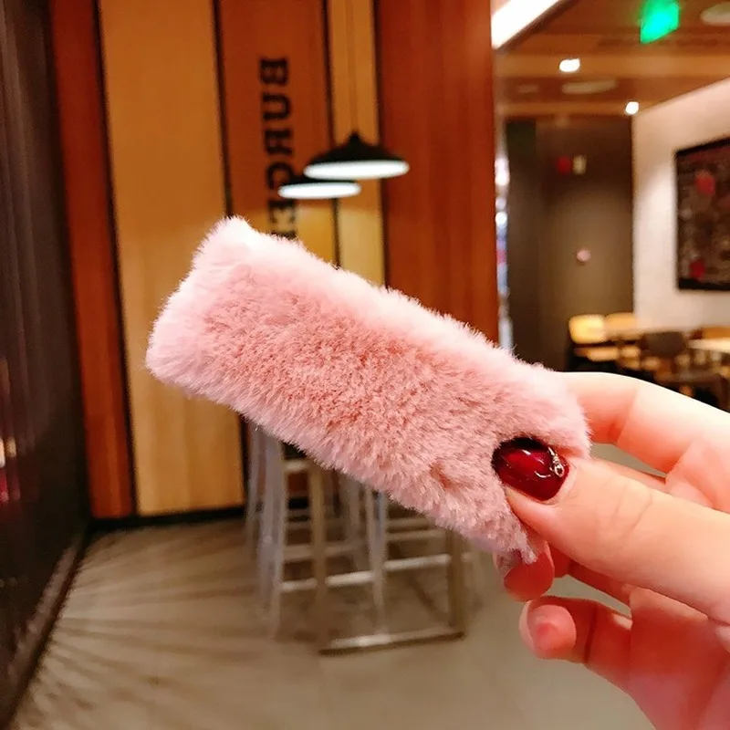 

Fashion simple light color plush BB clip simple plush side clip girly ins headdress hairpin