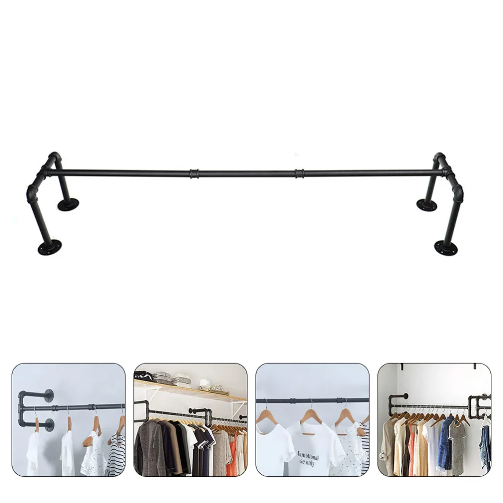 

1Pc Wall-mounted Storage Rack Industrial Style Hanger Clothing Hanging Rack